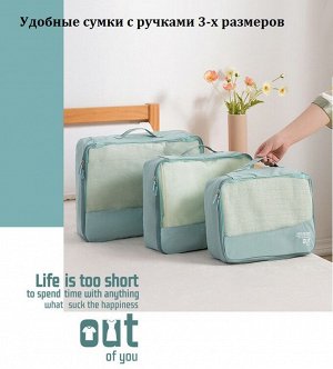 Органайзер Набор сумок из 6-ти предметов .
Удобно дома - удобно в дороге!
Материал: высококачественный полиэстер сатинового плетения, шелковистый и особопрочный.
Легко стирать, легко сушить. Водооттал