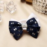 Резинка для волос бант "Школьница" цветочки, 6 см, сине-белый 2800014