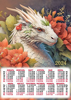 Листовой календарь на 2024 год А3 "Символ года. Символ уверенности в себе"
