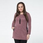 Туника, трикотаж, длинный рукав, кулон, брусничный, Брусничный