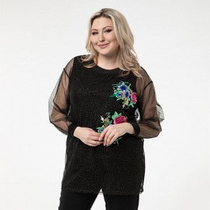 Туника, трикотаж, черный, Черный