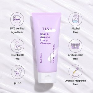 (пробник) Успокаивающий Гель для Умывания с Муцином Улитки Snail & Azulene Low Ph Cleanser