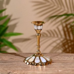 Подсвечник "Грация" латунь, перламутр 10 см