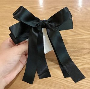 Бантик однотонный черный заколка с зажимом