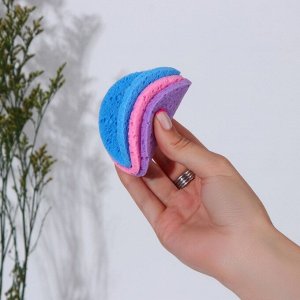 Спонжи для умывания, круглые, 3 шт., миксы