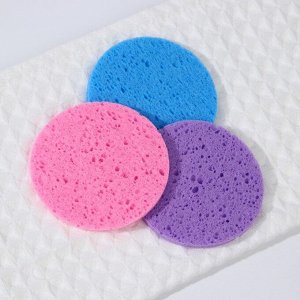Спонжи для умывания, круглые, 3 шт., миксы