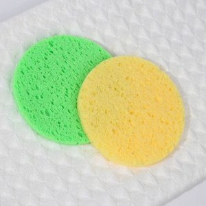 Спонжи для умывания, круглые, 2 шт., миксы