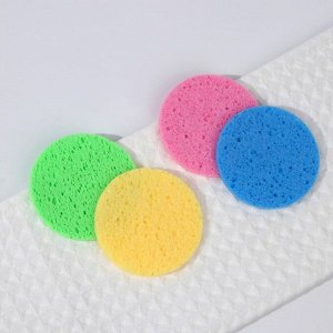 Спонжи для умывания, круглые, 2 шт., миксы