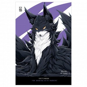 Скетчбук для рисования маркерами 50л. А5 на склейке MESHU ""Anime cat"", 90г/м2, soft touch