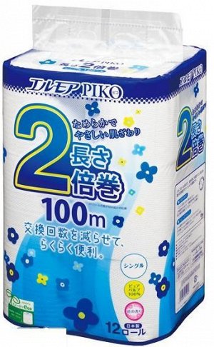 "Kami Shodji" "ELLEMOI" "Piko" Ароматизированная однослойная туалетная бумага 100м (12 рулонов) 1/6