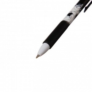 Ручка гелевая автоматическая черная, с резиновым держателем, Аниме-мальчик МИКС