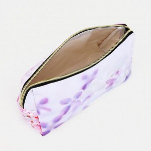 Косметичка-футляр женская с ручкой, объёмная, маленькая, для косметики, лекарств, прокладок, сиреневая/розовая