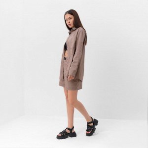 Костюм женский (рубашка, шорты) MIST Summer time 44, кофейный