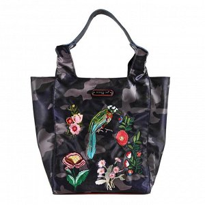 Krissy camouflage embroidery shopper bag