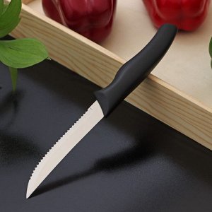 Нож для мяса Доляна «Грайм», зубчатое лезвие 11,5 см, цвет чёрный