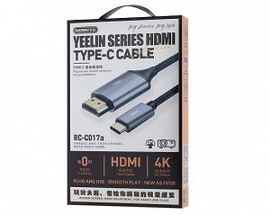 Кабель Remax RC-C017a Type-C to HDMI серый, 1,8м