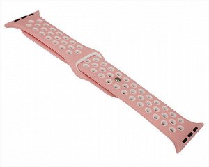 Ремешок Watch Series 42mm/44mm/45mm/49mm силиконовый Nike band светло-розовый/белый #35