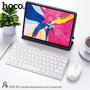 Компактная беспроводная клавиатура с мышкой HOCO DI05 Bluetooth, белая, russian version