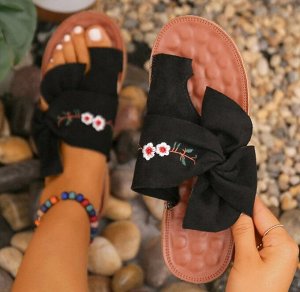 001-113 Модные пляжные сандалии с бантом и цветком. Китай.