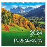 Календарь на гребне с ригелем на 2024 г., 45х45 см, КАРЕ, &quot;Времена года&quot;, HATBER, 12Кнп3гр_29585