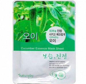 Тканевая маска, д/лица c экстрактом огурца Cucumber, Natureby, Ю.Корея, 23 гр.