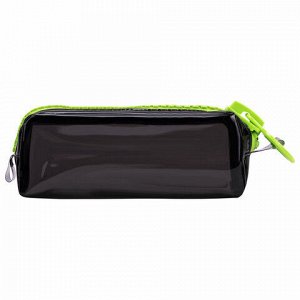 Пенал BRAUBERG с объемной "тракторной" молнией, 1 отделение, ПВХ, 22х8х6,5 см, "Neon green"