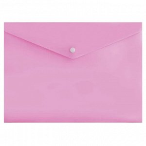 Папка-конверт на кнопке А4 180 мкм Calligrata Pastel, полупрозрачная, розовый леденец