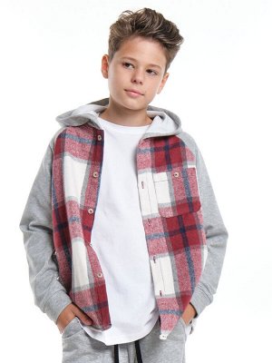 Рубашка для мальчика (128-146см) UD 7982-2(3) серый/бордо клетка