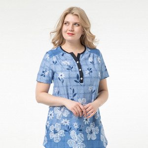 Костюм, трикотаж, туника, брюки, голубой
