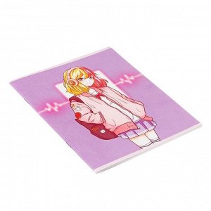 Тетрадь для скетчей А5, 16 листов на скрепке "Аниме", обложка мелованный картон, блок 100 г/м2