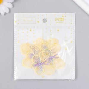 Декор для творчества текстиль вышивка "Бабочка жёлто-сиреневая" 4,5х4 см