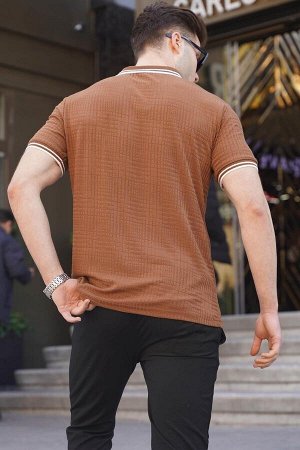 Madmext / Коричневая мужская футболка с воротником-поло Basic Regular Fit 6100