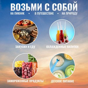 Термосумка для пикника, сумка для еды и напитков, 22 х 14 х 12 см.