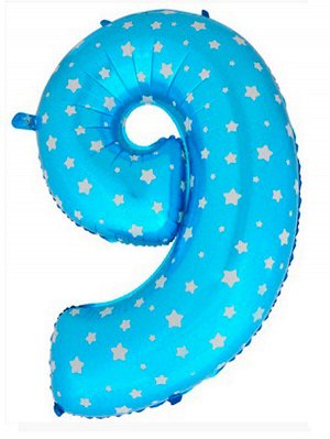 Шар фигура, Цифра 6/9, синяя, 1 шт. (40''/102 см)