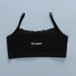 Топ для девочки с кружевом, цвет черный, принт &quot;Loves&quot;