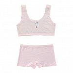 Комплект нижнего белья для девочки (топ+трусы-шортики, цвет розовый, принт &quot;надпись&quot;)