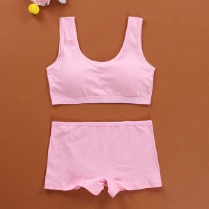 Комплект нижнего белья для девочки (топ-бюстгальтер + трусики-боксеры, цвет розовый)