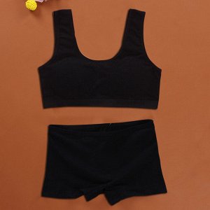 Комплект нижнего белья для девочки (топ-бюстгальтер + трусики-боксеры, цвет черный)