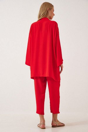 Женский комплект красных брюк-кимоно DZ00046