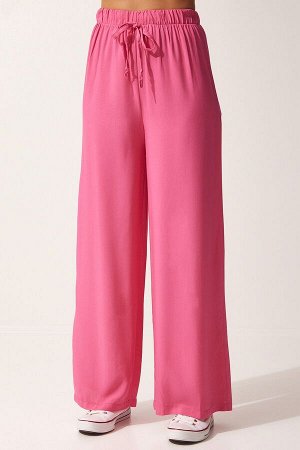 Женские розовые брюки-палаццо из хлопка и вискозы BV00076