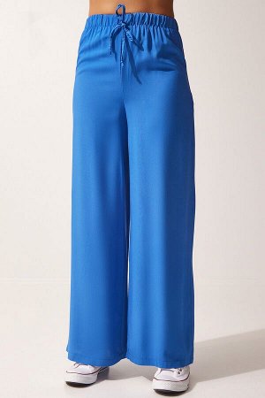Женские синие брюки-палаццо из хлопка и вискозы BV00076