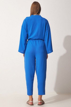 Женский темно-синий комплект брюк-кимоно DZ00046