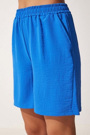 Женские синие струящиеся шорты-кимоно Ayrobin DZ00053