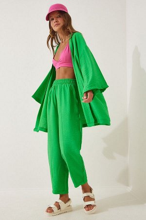 Женский комплект из зеленых брюк-кимоно DZ00046