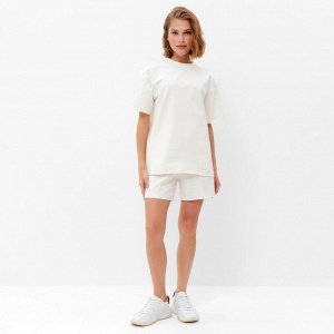 Комплект женский (футболка, шорты) MINAKU: Casual Collection, экрю