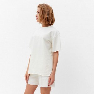 Комплект женский (футболка, шорты) MINAKU: Casual Collection, экрю