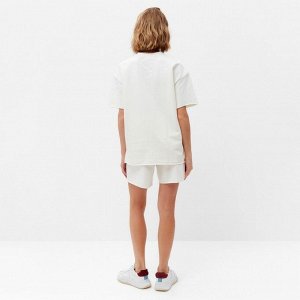 Комплект женский (футболка, шорты) MINAKU: Casual Collection, экрю