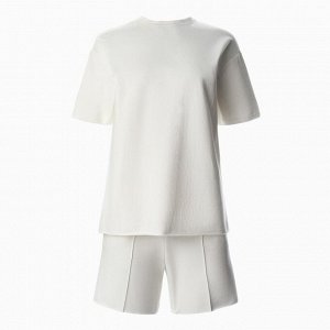 Комплект женский (футболка, шорты) MINAKU: Casual Collection, экрю