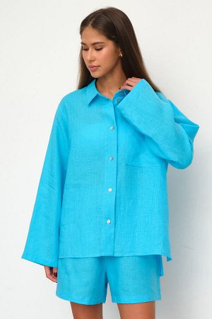 Рубашка короткая  S021_Cerulean Blue/Голубой