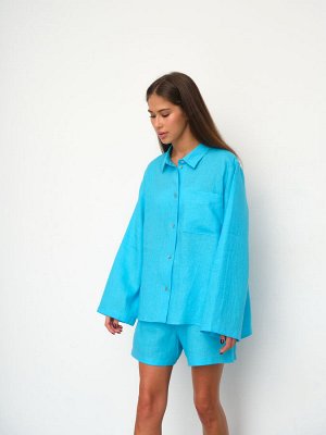 Рубашка короткая  S021_Cerulean Blue/Голубой